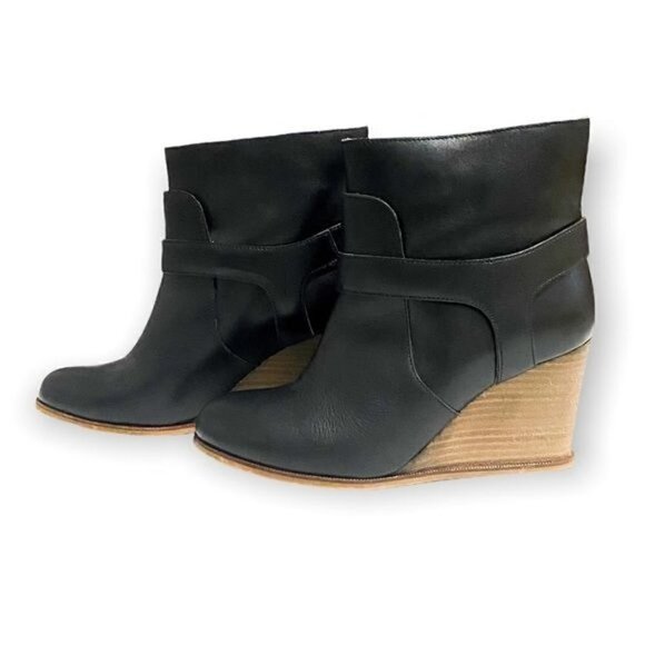 MM6 Maison Martin Margiela Boots Black Leather Wedge Ankle Boots, Size‎ 36.5 EU - Picture 3 of 13